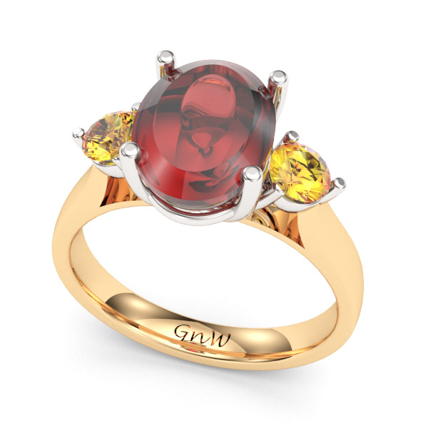 ruby and citrine three stone ring mounting
