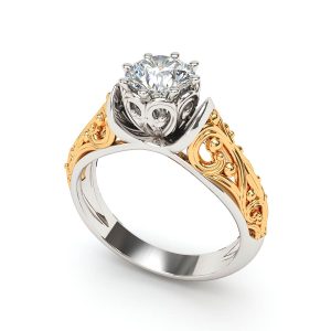 Two tone scroll ring setting only