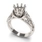 Platinum scroll design engagement ring setting
