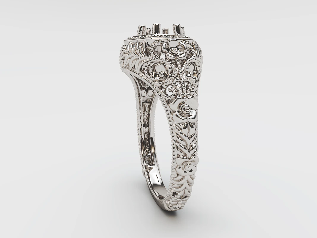 0.29 CT. T.W. Diamond Butterfly-Sides Vintage-Style Filigree Engagement Ring  in 10K White Gold | Peoples Jewellers