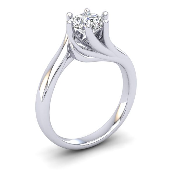 Solitaire Swirl 6-prong ring setting Platinum
