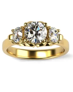 swan three stone engagement ring in 18k yellow gold