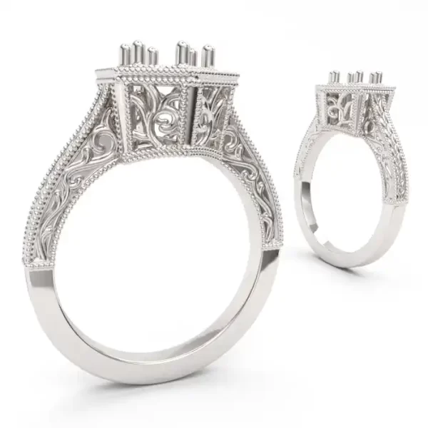 vintage inspired Art Deco platinum engagement ring setting for a 1 carat diamond
