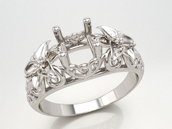 white gold ring scroll ring with flower