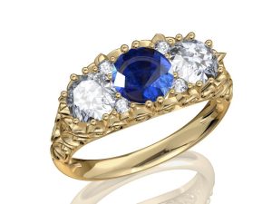 Sapphire & Diamond ring 3 stone mounting 