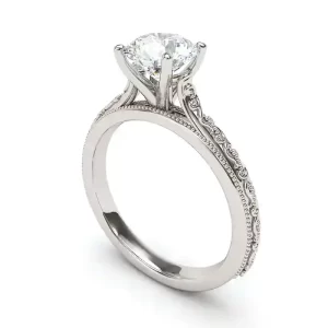Art Deco design with beading on the edge is a unique and elegant touch that will make this ring stand out for a 1 carat