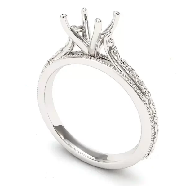 One carat Art Deco design with beading on the edge is a unique and elegant touch that will make this ring stand out.