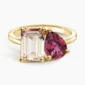 Toi et Moi Morganite and Pink Tourmaline Cocktail Ring in 14K Yellow Gold