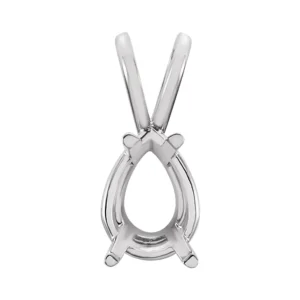 14K White Gold Pear 4-Prong Pendant Mounting
